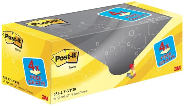 Notes POST-IT Värdepack 76x76mm gu 20/fp