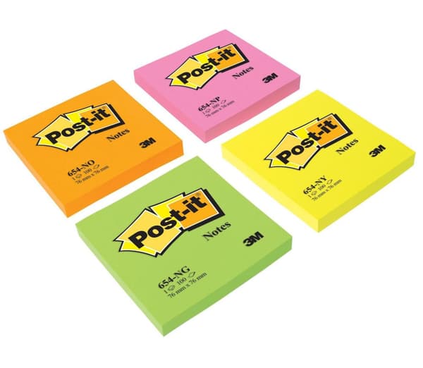 Notes POST-IT neon 76x76mm gul 6st