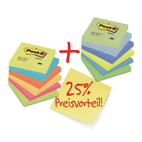 Notes POST-IT neon 76x76mm gul 6st
