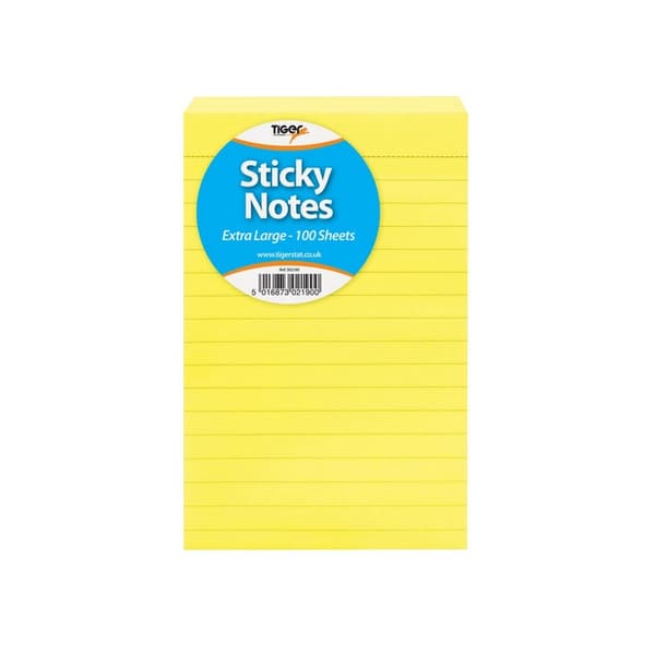 Tiger Self-Stick Notes (Pack of 100) Yellow One Size