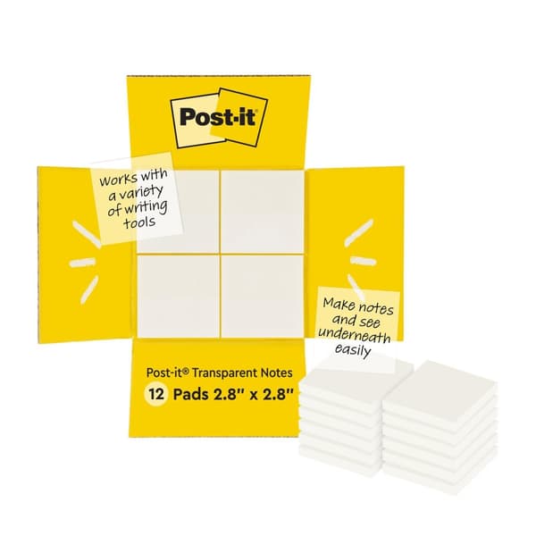 Notes POST-IT 73x73mm transparent 12/fp
