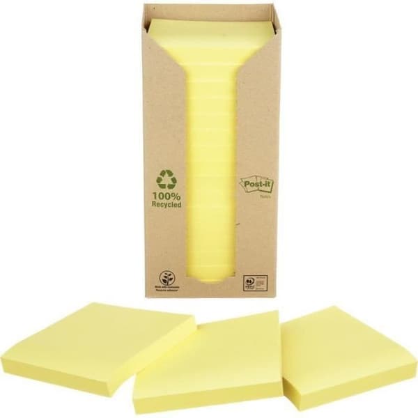 Dispensertorn med 16 omplacerbara POST-IT-block - 100 återvunna ark - Gul