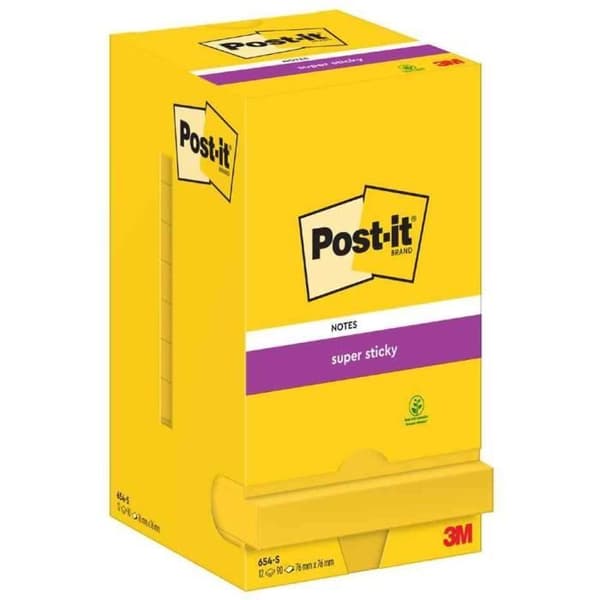 Super Sticky Notes självhäftande anteckningsblock - POST-IT - 76 x 76 mm - Narcissus gul - 90 ark / block
