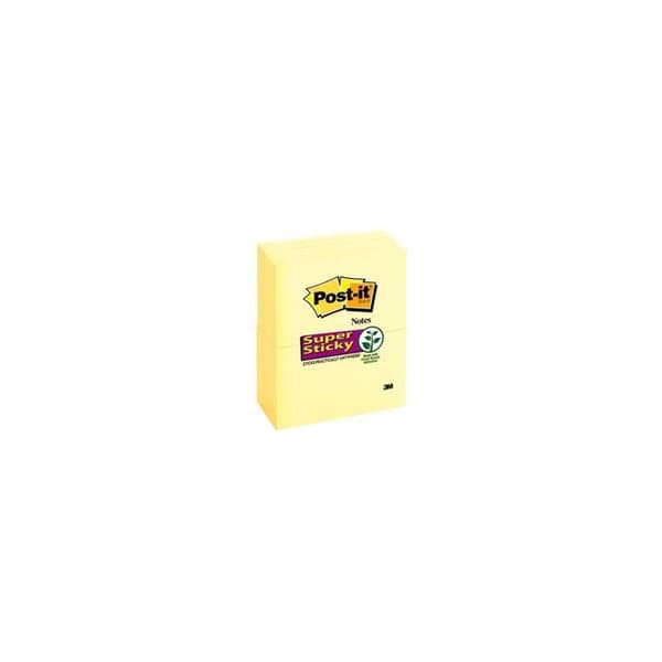 Gula SUPER STICKY POST-IT-lappar 76 x 127 mm - Pad med 90 ark - Paket med 12