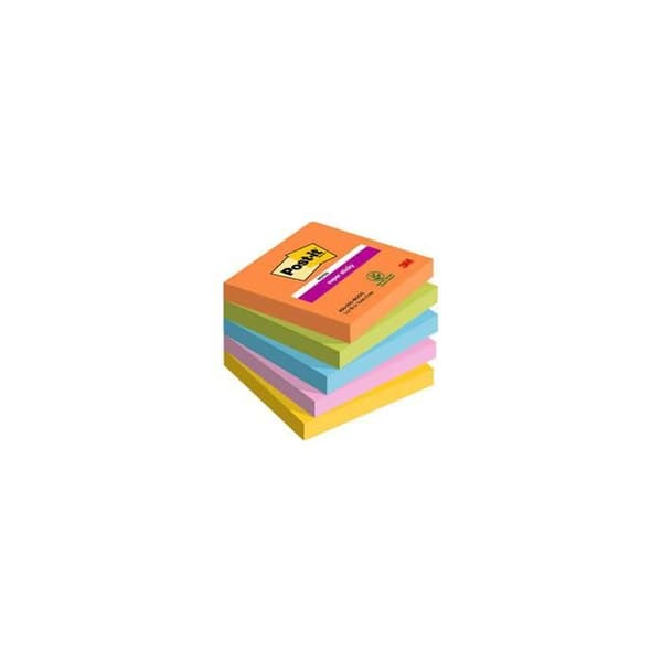 Post-it Boost Super Sticky Color Notes 76 x 76 mm - pad med 90 ark - Paket med 5