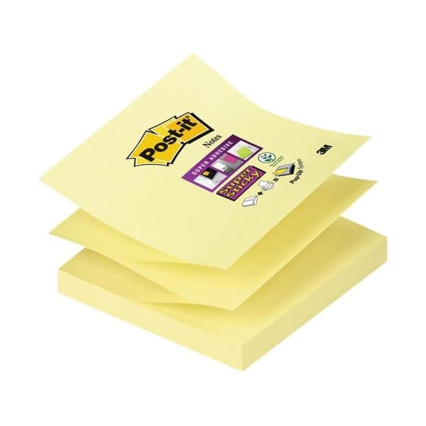 Z-NOTES SUPER STICKY POST-IT 76x76 mm gul - Block med 90 ark - Set med 12