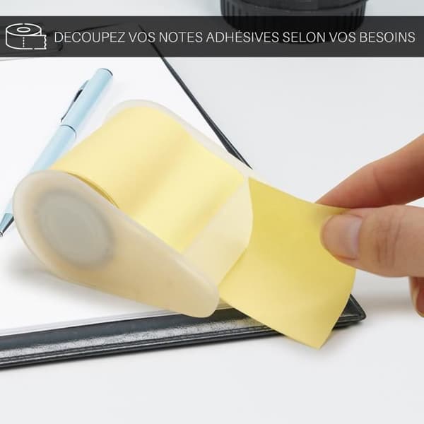 Flytbara självhäftande anteckningar - WAYTEX - Set med 4 rullar 5m Pastellgul - Dispensrar ingår