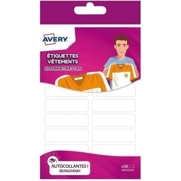 Avery Family Clothing Etiketter 45 x 13 mm rektangulär vit (pack med 36)