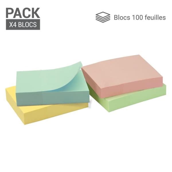 Klisterlappar - Ej specificerat - Mini block - 4 pastellfärger - 400 ark - 3,75 x 5 cm