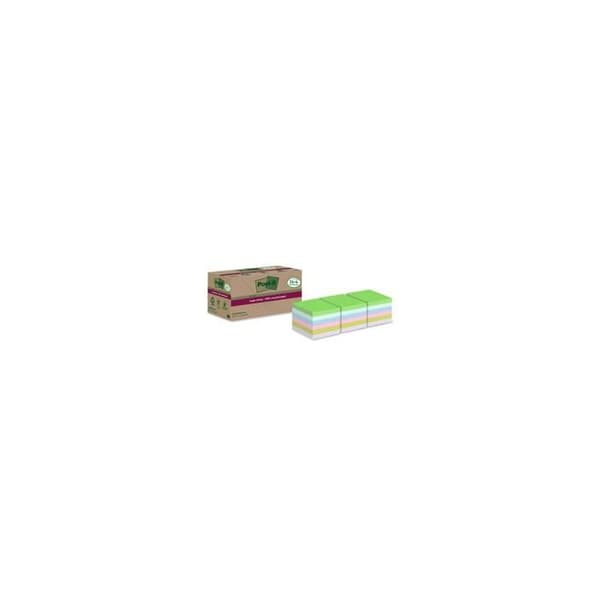 Återvunna självhäftande anteckningar - POST-IT - Super Sticky - 76 x 76 mm - 70 ark - 18 block