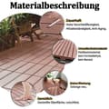 Miniatyrbild 4 av 4: LARS360 30 x 30 cm WPC-kakel utomhusgolv Uteplatsplattor för trädgård, pool, balkong, brun, paket med 22, (2m²)