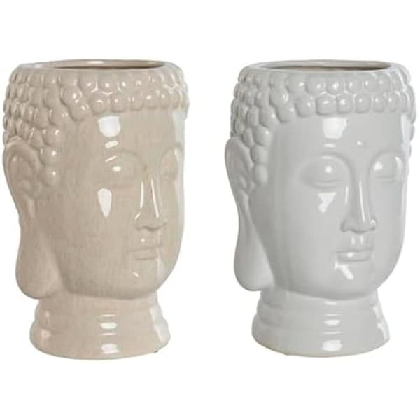 Blomkrukor - HOME ESPRIT - Set med 2 - Keramik - 15 x 15 x 25 cm - Flerfärgad