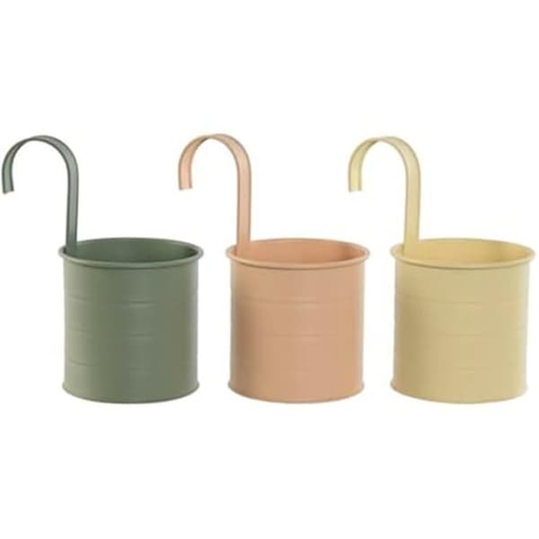 Blomkrukor - HOME ESPRIT - Set med 3 - Metall - Flerfärgad - 11,5 x 11,5 x 20 cm