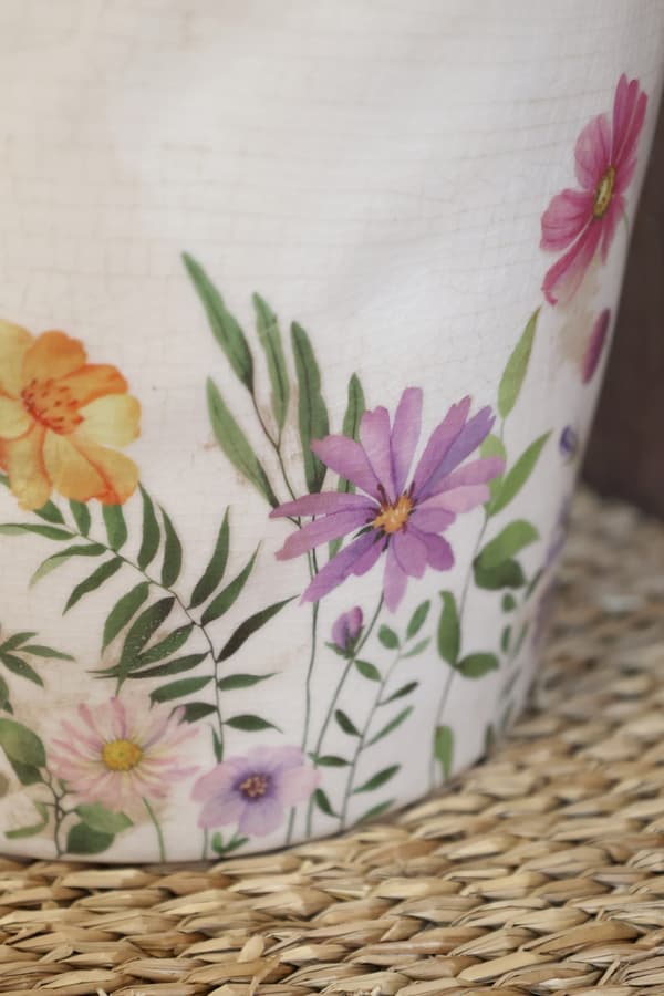 Avignon Kruka med blomstermotiv H19,5/Ø19 cm creme