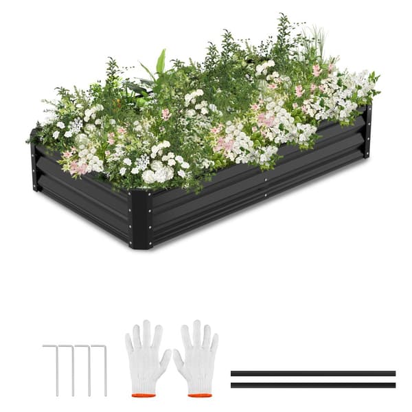 Höjd blomsterbädd Trädgårdsbädd 160x90x30 cm Växter Kruka Svart
