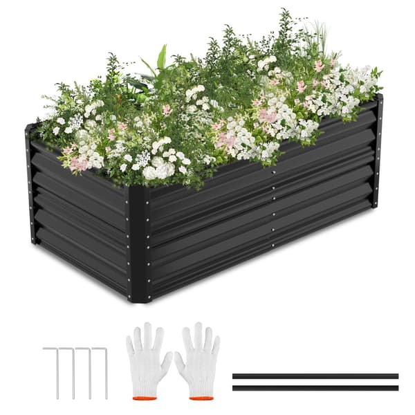 Höjd blomsterbädd Trädgårdsbädd 160x90x60 cm Växter Kruka Svart