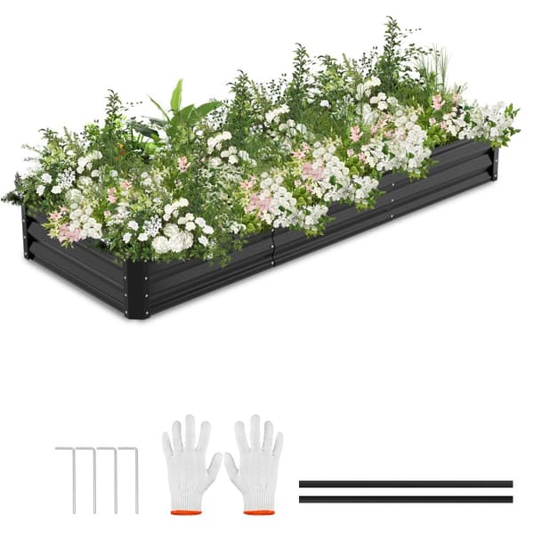Höjd blomsterbädd Trädgårdsbädd 240x90x30 cm Växter Kruka Svart