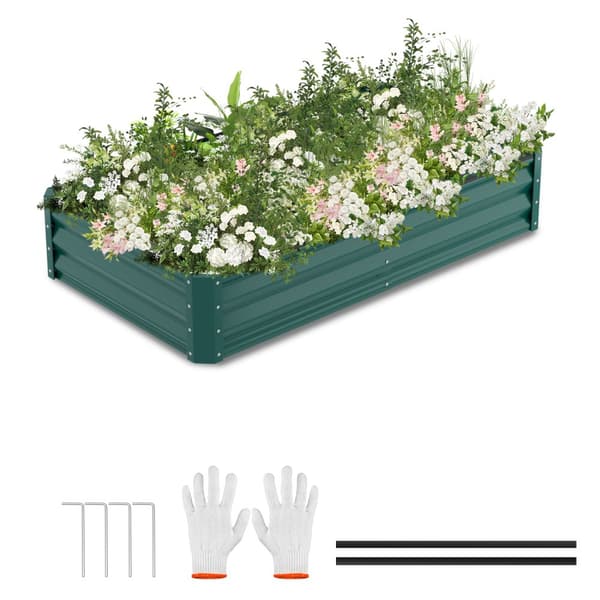 Höjd blomsterbädd Trädgårdsbädd 160x90x30 cm Växter Kruka Grön