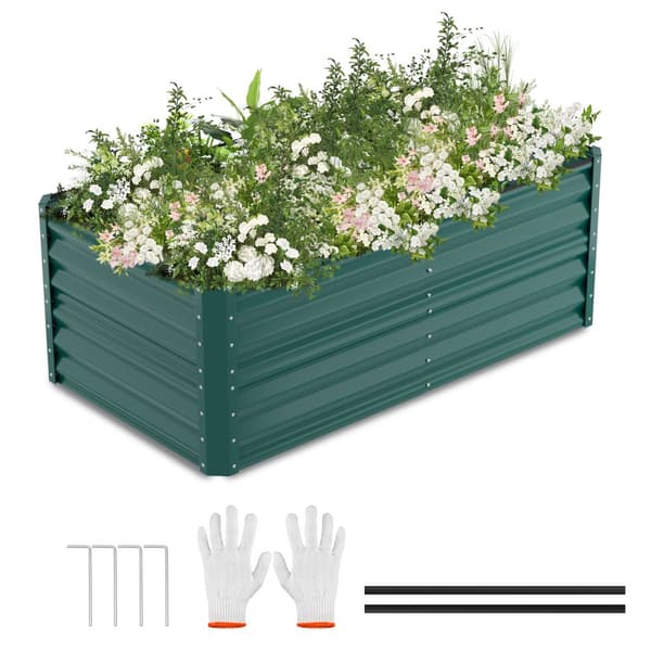 Höjd blomsterbädd Trädgårdsbädd 160x90x60 cm Växter Kruka Grön