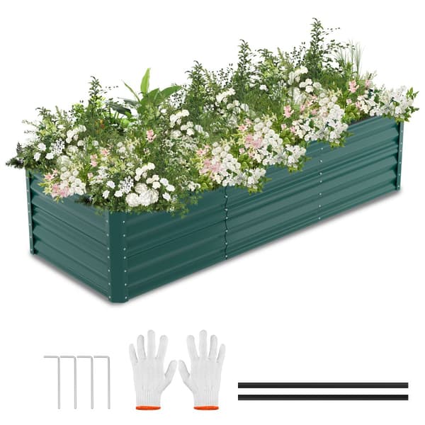 Höjd blomsterbädd Trädgårdsbädd 240x90x60 cm Växter Kruka Grön