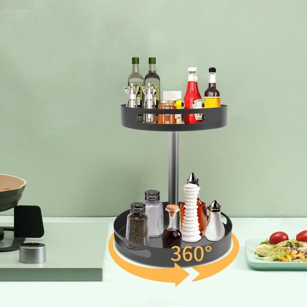 360° Krydderihylde, Drejelig Design, Holdbart Kulstofstål,sort