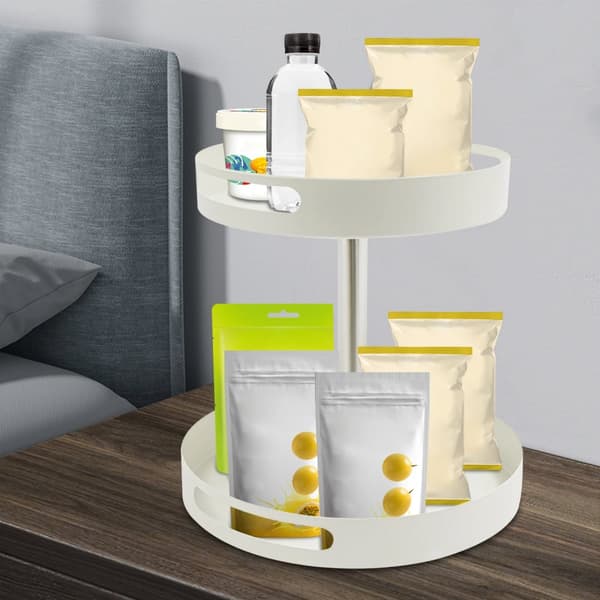 360° Krydderihylde, Drejelig Design, Holdbart Kulstofstål,HVID