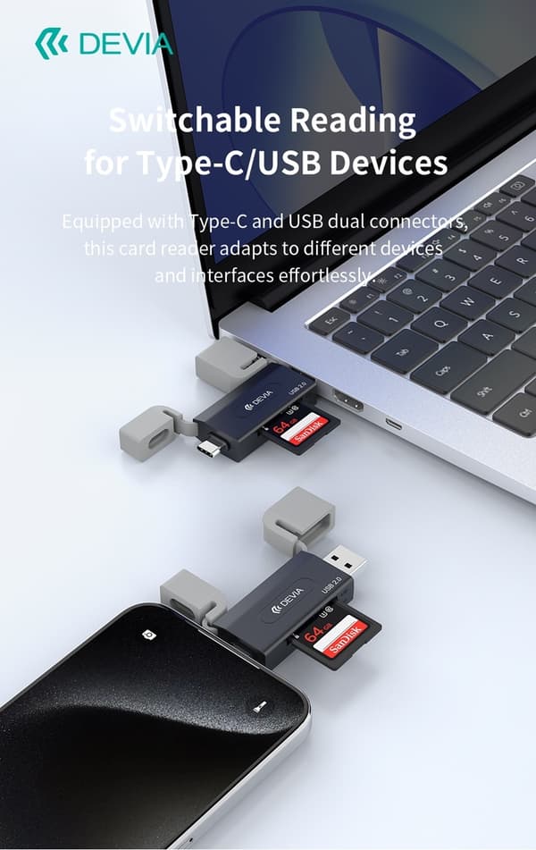 Devia Smart Series USB+Type-C 2.0 till SD/TF 2-i-1 Kortläsare card reader