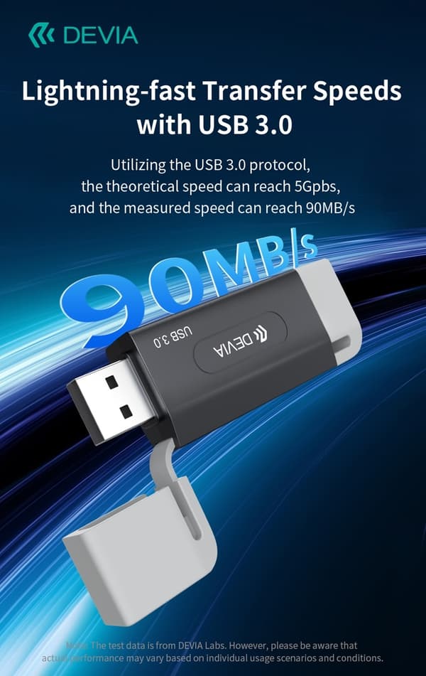 Devia Leopard Series USB+Type-C 3.0 till SD/TF 2-i-1 Höghastighets Kortläsare card reader