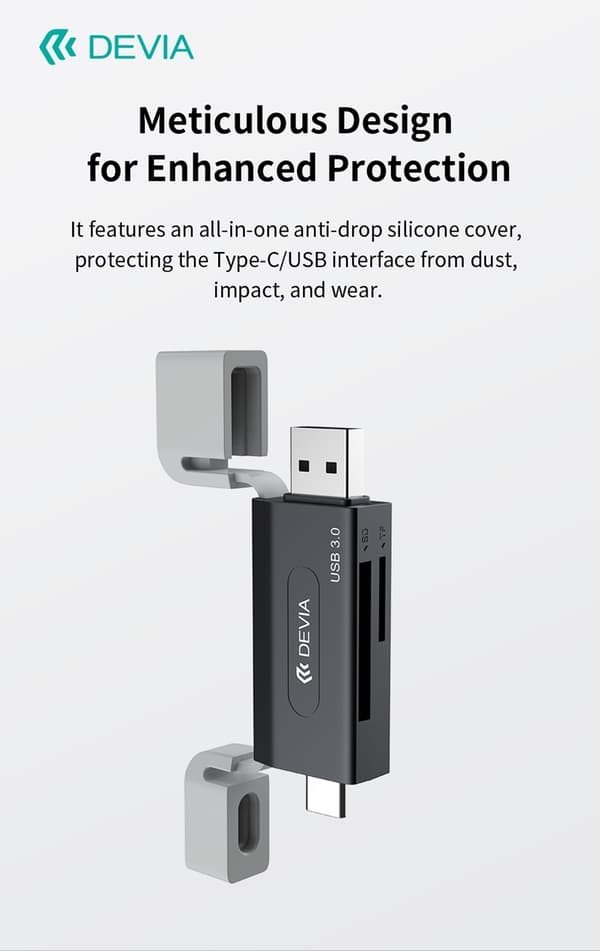 Devia Leopard Series USB+Type-C 3.0 till SD/TF 2-i-1 Höghastighets Kortläsare card reader