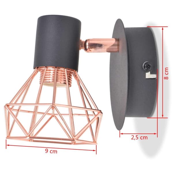 vidaXL Seinävalaisin 2 kpl 2 LED-hehkulampulla 8 W