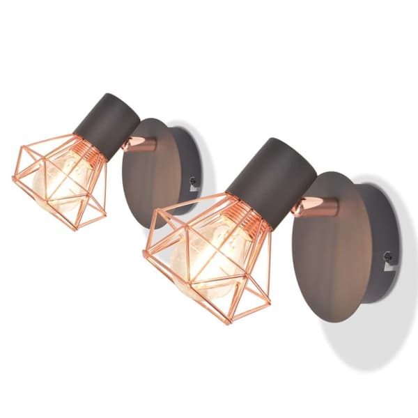 vidaXL Seinävalaisin 2 kpl 2 LED-hehkulampulla 8 W