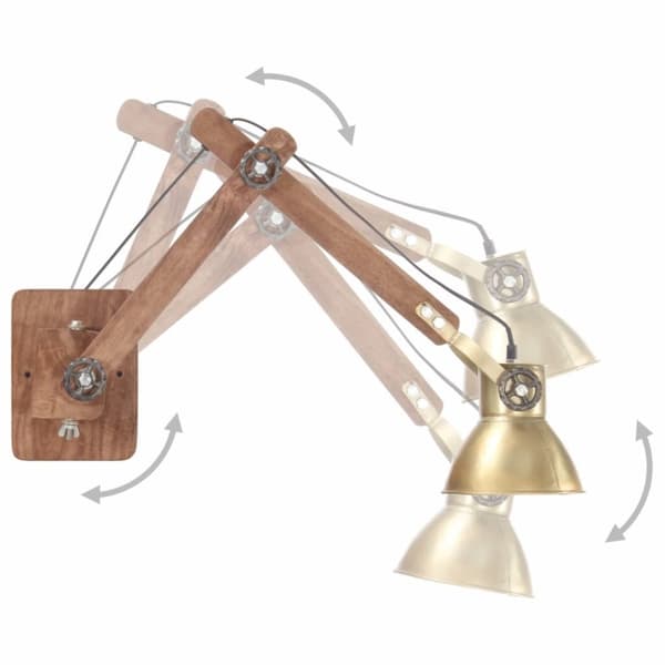 vidaXL Vägglampa industriell stil mässing rund E27