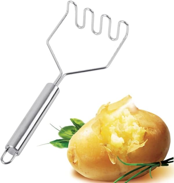 OBOSOE kartoffelpresse i rustfrit stål – køkkenredskab til kartoffelmos og grøntsager