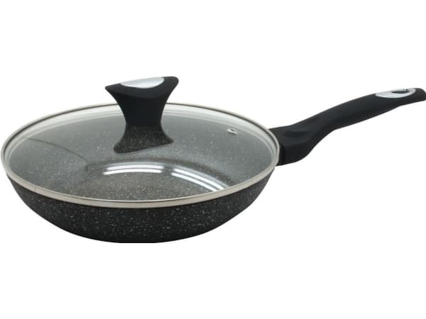 Klausberg stekpanna i aluminium med marmorbeläggning och lock, Ø22 cm, grå, KB-7038