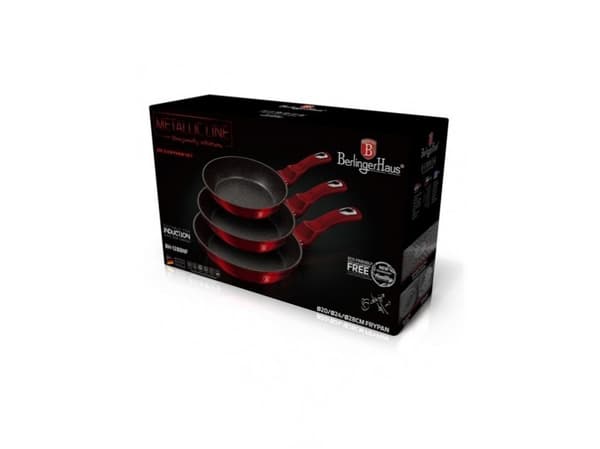 Berlinger Haus BH/1288NF, Frying set, Burgunder, Aluminium, Marmor, Gass, Halogen, Induksjon, 20 cm