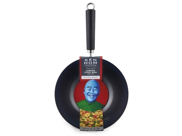 Ken Hom Excellence, Rund, Wok-/stekepanne, Svart, Kull stål, 1,5 mm, Keramisk, Gass, Halogen, Induksjon