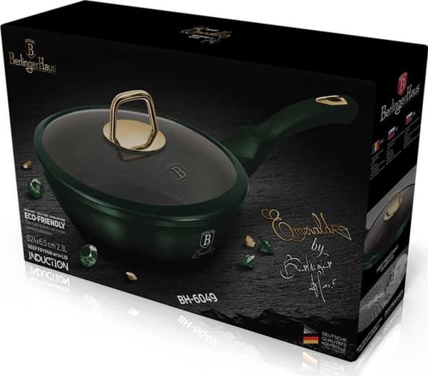 Frying pan Berlinger Haus 24CM GRANITE PAN WITH A LID BERLINGER HAUS METALLIC LINE EMERALD BH-6049