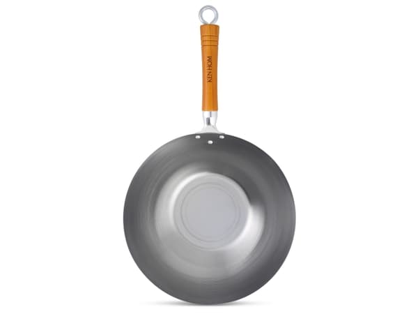 Ken Hom WOK CLASSIC CARBON, Rund, Wokpanna, Rostfritt stål, Kolstål, Keramiska, gas, halogen, Induktion, Trä