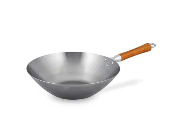 Ken Hom WOK CLASSIC CARBON, Rund, Wok-/stekepanne, Rustfritt stål, Kull stål, Keramisk, Gass, Halogen, Induksjon, Tre