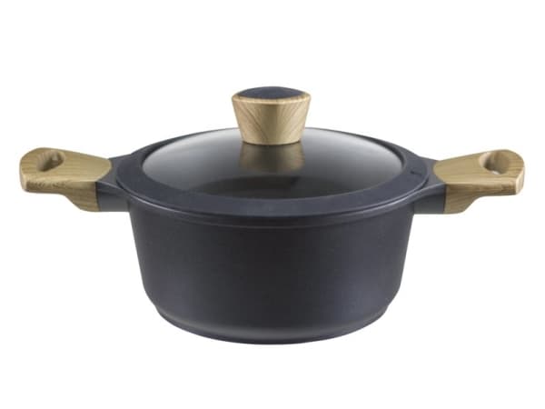 Beper PE.165, Rund, Svart, Gjuten aluminium, Trä, Keramiska, gas, halogen, Induktion, Gjutjärnsplattor, 28 cm