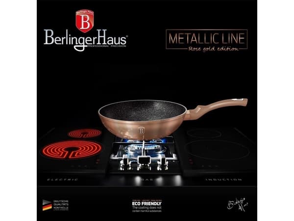 GRANITINĖ SKELĖ GRANITE WOK 30cm BERLINGER HAUS METALLIC LINE ROSE GOLD BH-6171