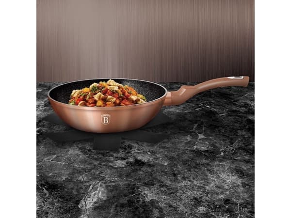 GRANITINĖ SKELĖ GRANITE WOK 30cm BERLINGER HAUS METALLIC LINE ROSE GOLD BH-6171