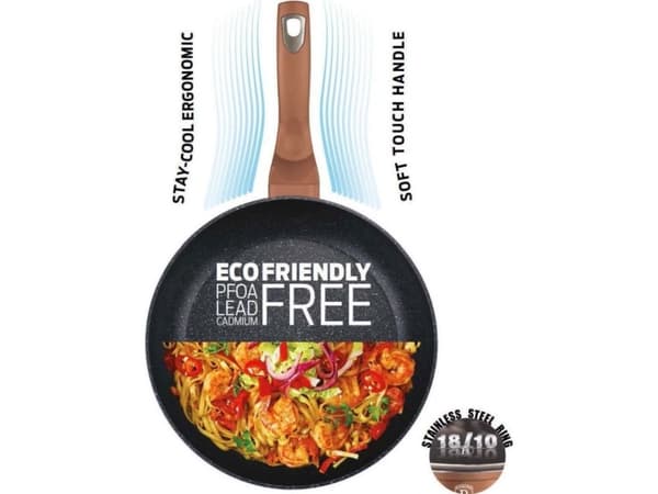GRANITINĖ SKELĖ GRANITE WOK 30cm BERLINGER HAUS METALLIC LINE ROSE GOLD BH-6171