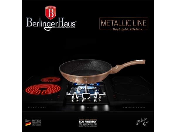 SETT MED 3 GRANITTTEKKER 20/24 / 28CM BERLINGER HAUS METALLIC LINE ROSE GOLD BH-6195