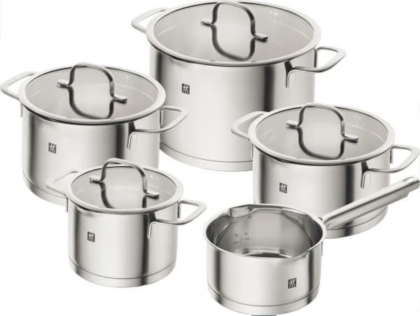 ZWILLING TrueFlow - Kokekarsett med dekke - 5 elementer - rund - sølv