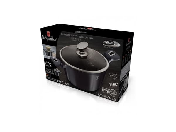 Berlinger Haus - Gryde ø28 cm / 6.1L - Med glåslåg - El / Gas / Induktion - Carbon Pro Edition