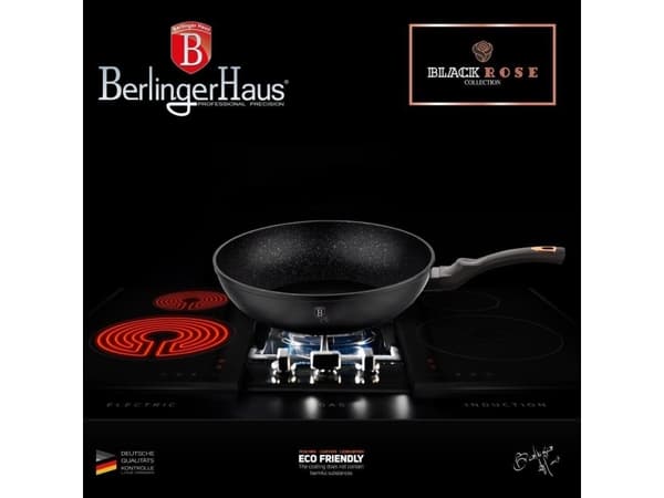 Berlinger Haus Lumarko Wok Granite Frying Pan 30cm Berlinger Haus Black Rose Bh-6178!