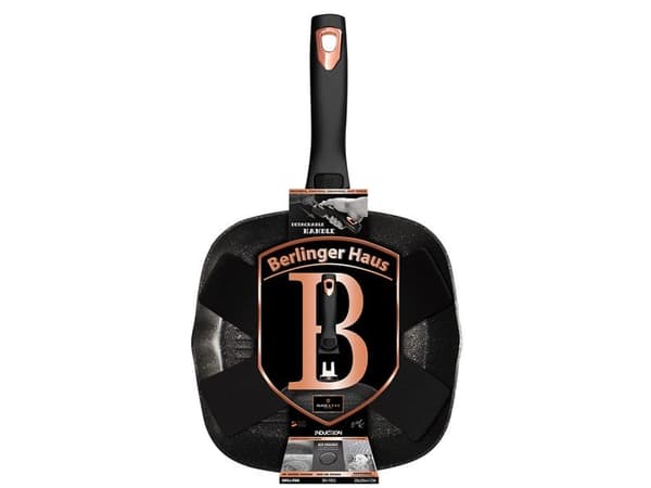 Berlinger Haus BH/1953, firkant, Grillpanne, Sort, Aluminium, 2,1 l, Gass, Halogen, Induksjon