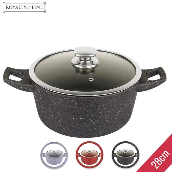 Smedet aluminiumsfrit marmorgryde - 28 cm rød