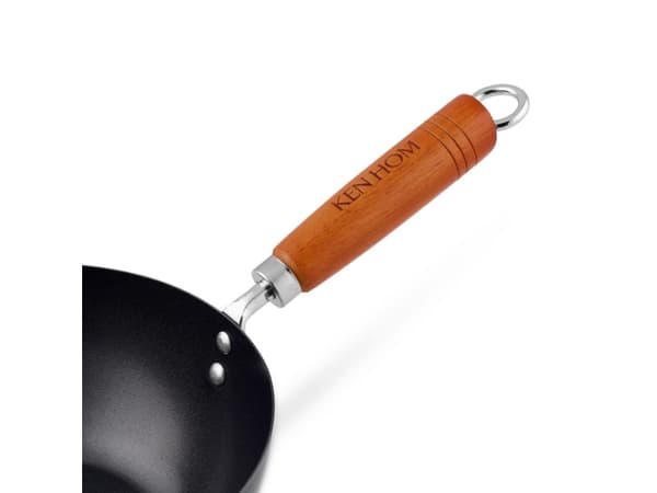 Ken Hom KH331001, Rund, Wokpanna, Svart, Kolstål, Keramiska, gas, halogen, Trä